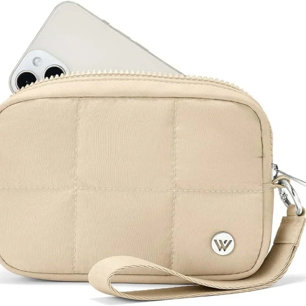 Wristlet Wallets for Women Nylon RFID Quilted Compact Purse for Travel and Daily